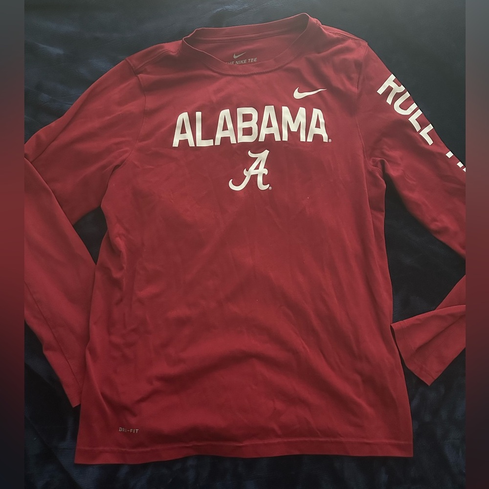 🔥Nike DRI FIT ALABAMA ROLL TIDE Long Sleeve Shirt ATHLETIC CUT Boys XL